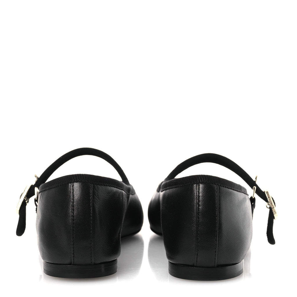 Lambskin Mary Jane Flats 37 Black