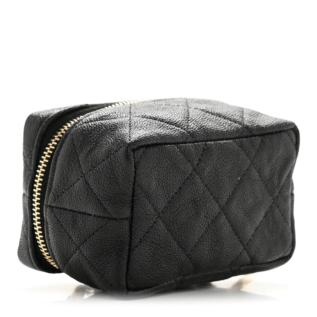 Chanel Caviar Quilted Mini Top Handle Vanity With Chain Black