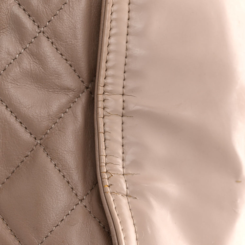 Chanel Vinyl Large Lipstick Tote Dark Beige