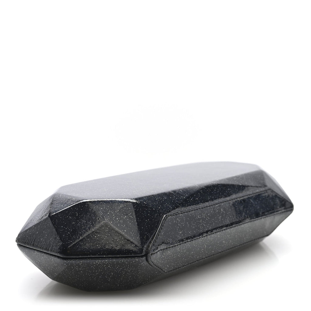Chanel Glitter Vinyl Crystal Clutch Black