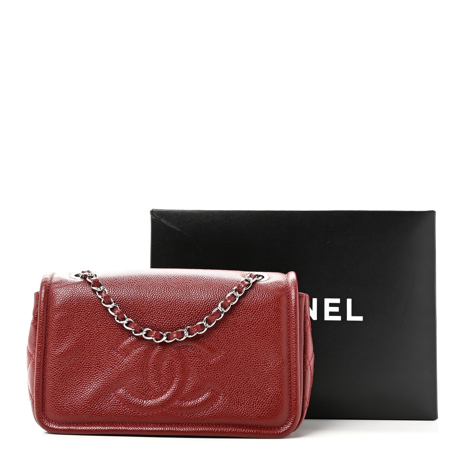 Chanel Caviar Medium Timeless CC Flap Dark Red