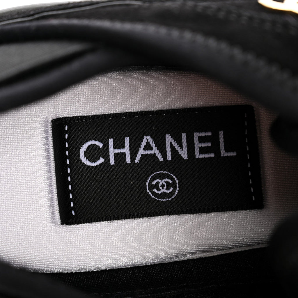 Chanel Suede Calfskin Nylon Grosgrain CC Sneakers 38 Black