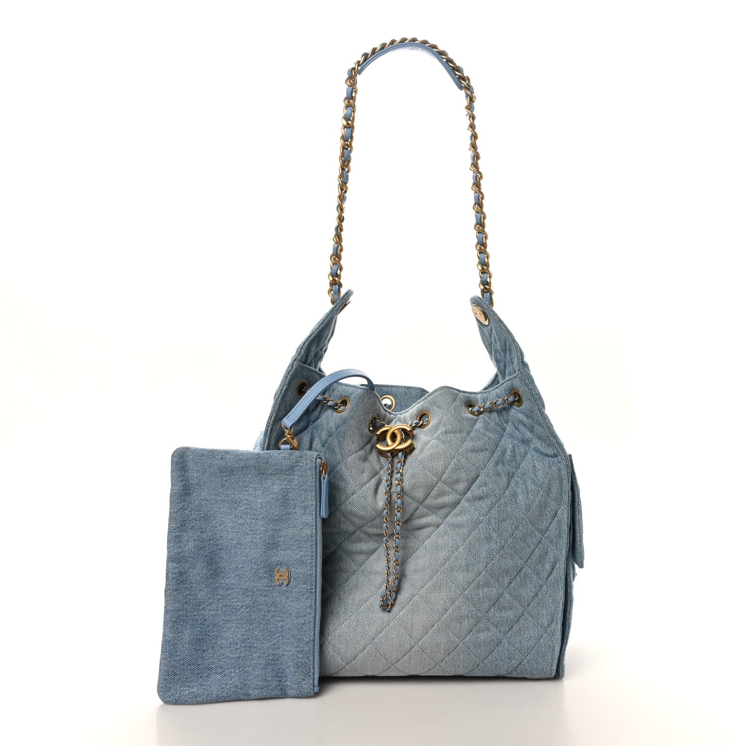 Chanel Washed Denim Quilted Medium Chanel 25 Handbag Blue