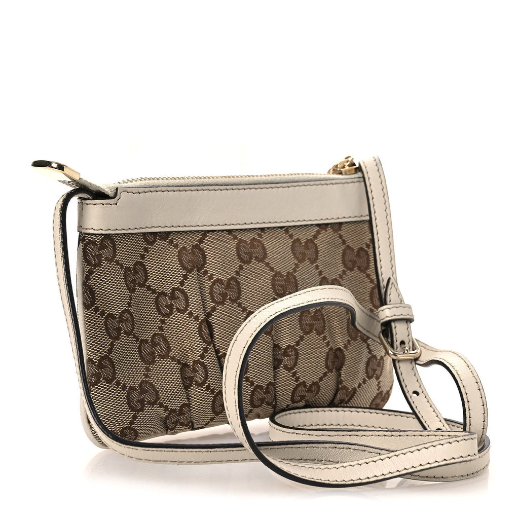 Gucci Monogram GG Heart Charm Crossbody Pochette White