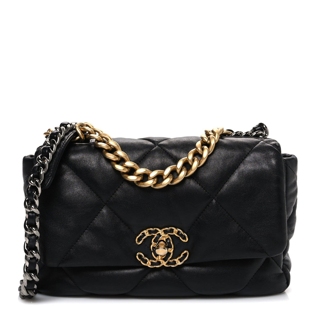 Chanel Lambskin Quilted Medium Chanel 19 Flap Black