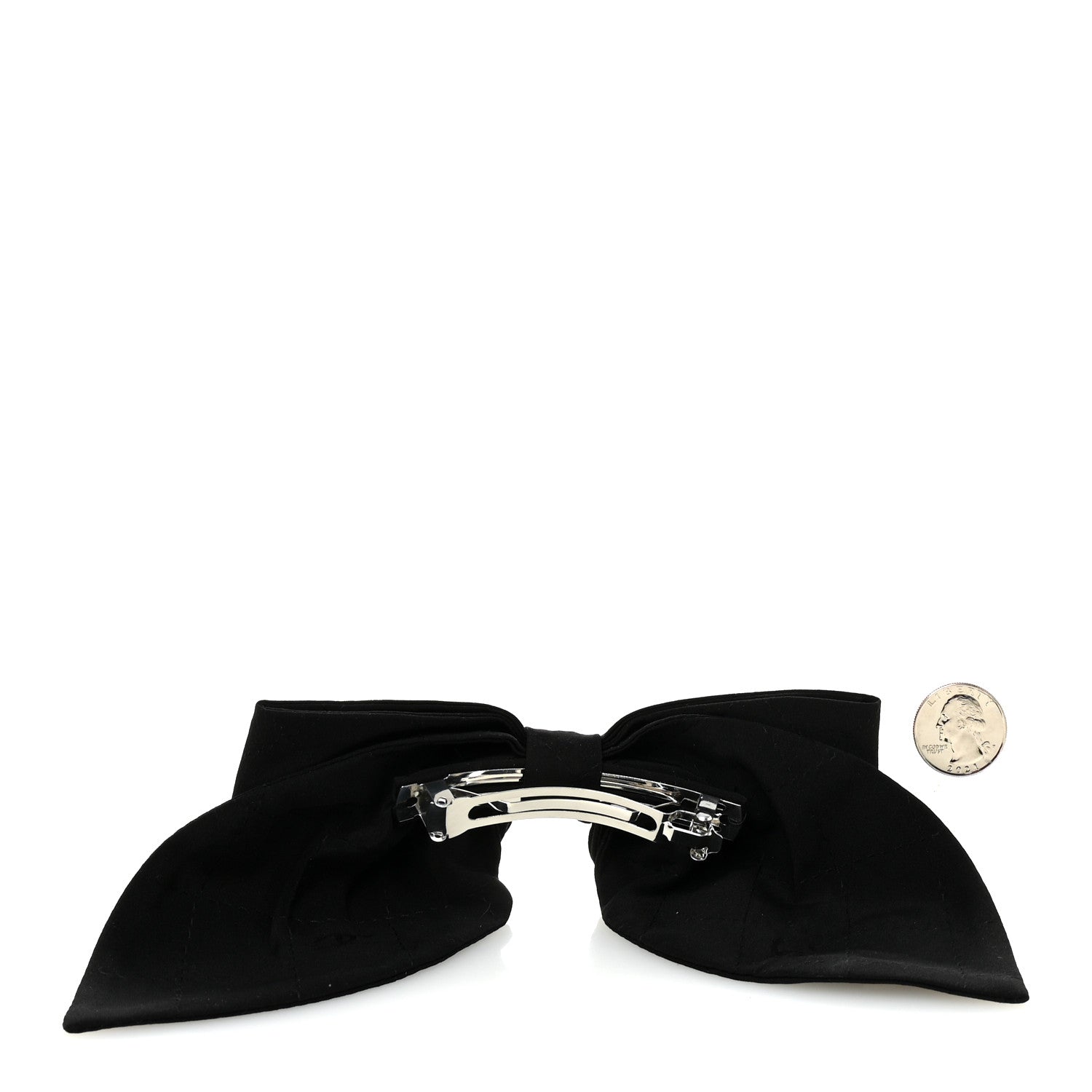 Chanel Silk Bow CC Hair Clip Black