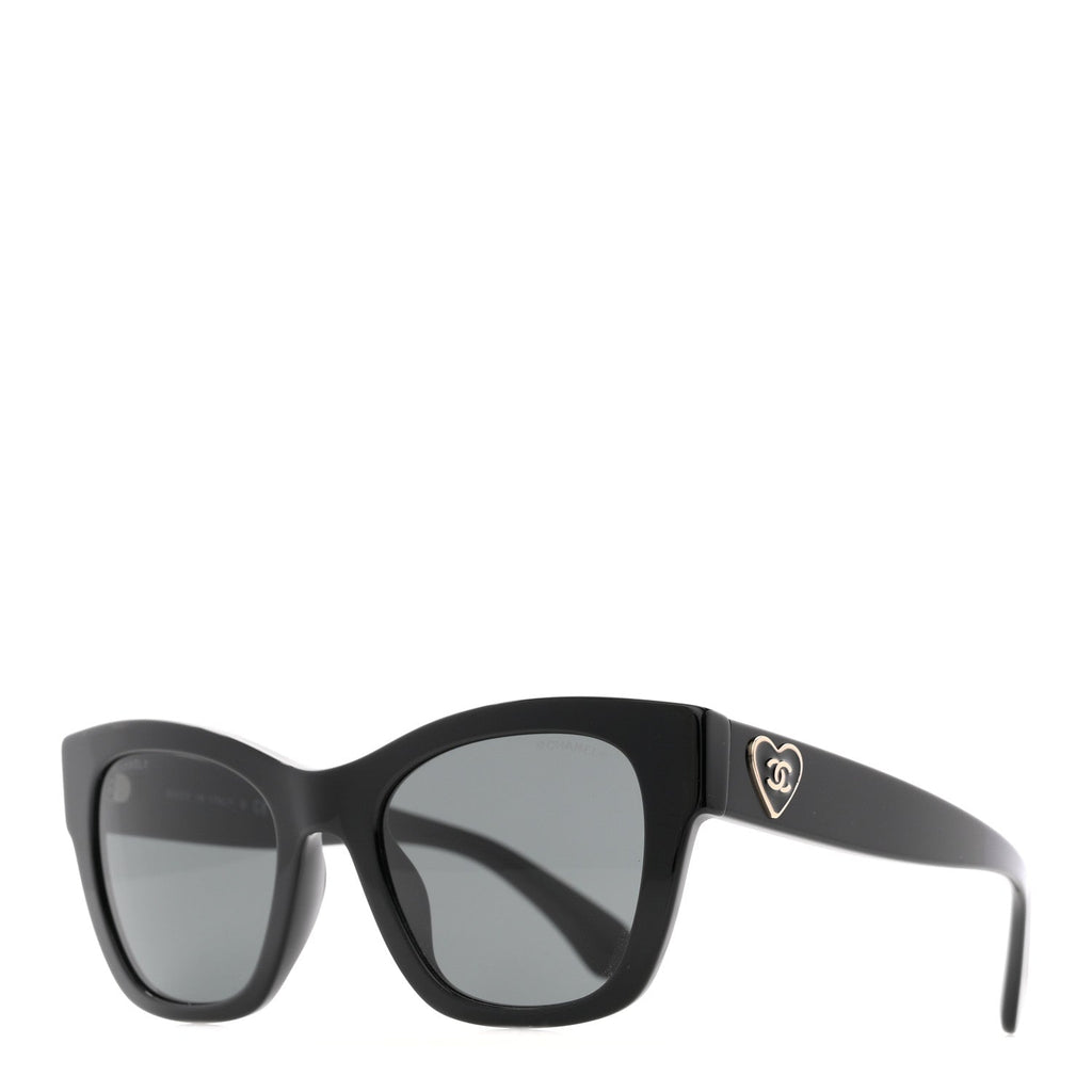 Acetate Square CC Heart Sunglasses 5478-A Black