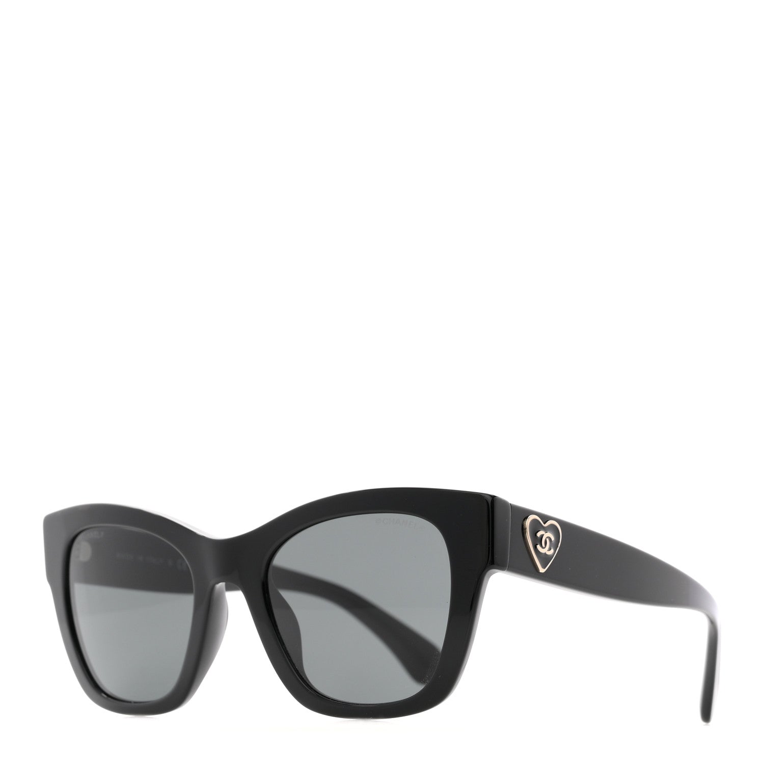 Acetate Square CC Heart Sunglasses 5478-A Black