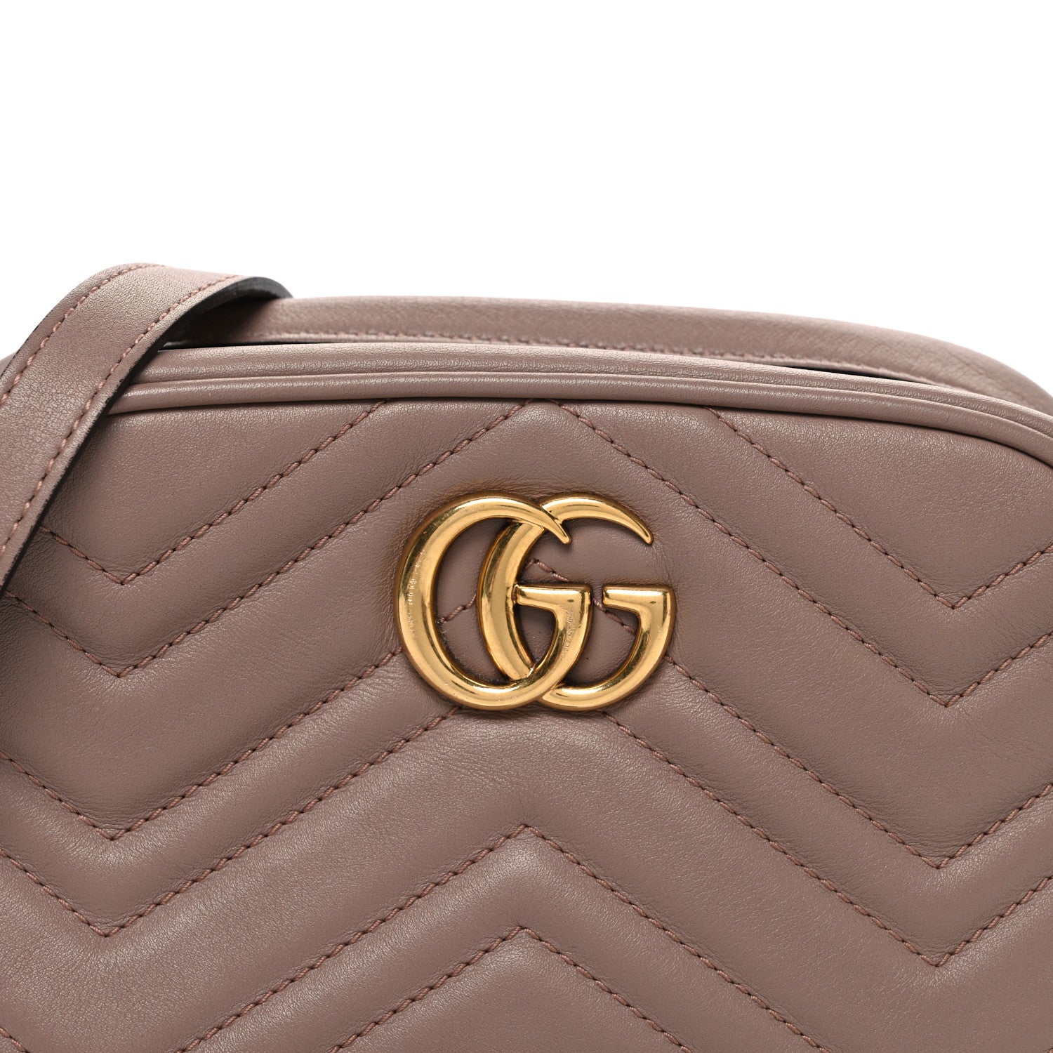 Gucci Calfskin Matelasse Mini GG Marmont Chain Shoulder Bag Porcelain Rose