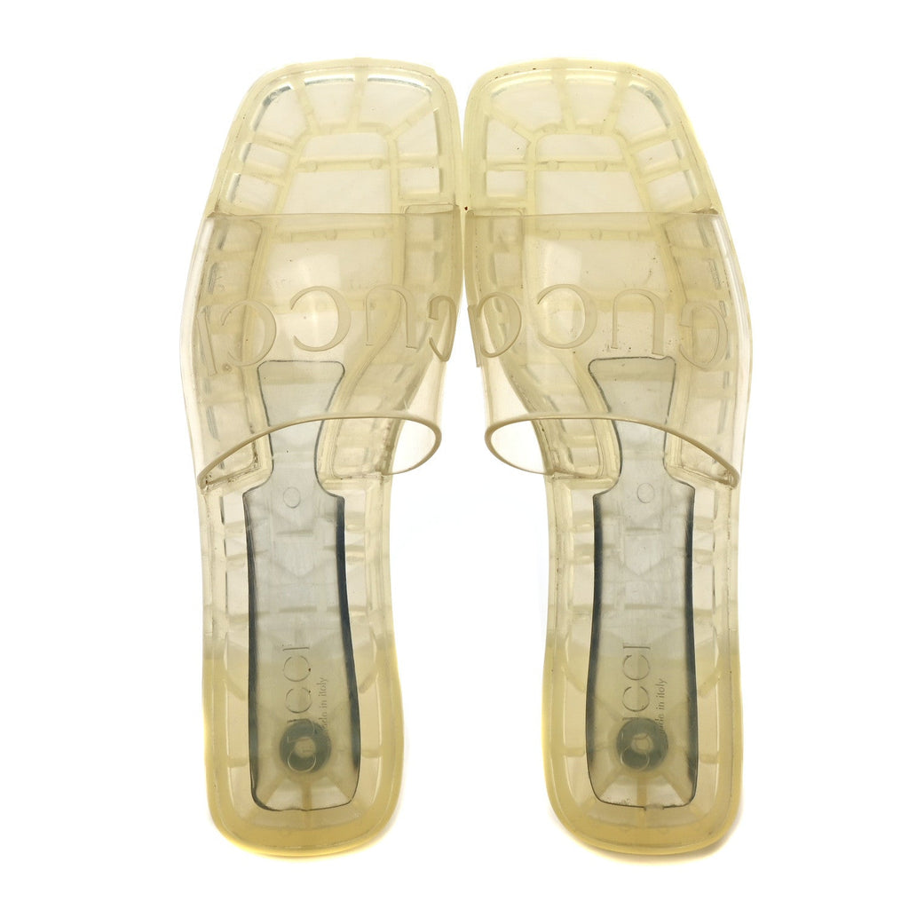 Gucci Rubber Gucci Logo Womens Platform 20/60mm Slide Sandals 39 Transparent