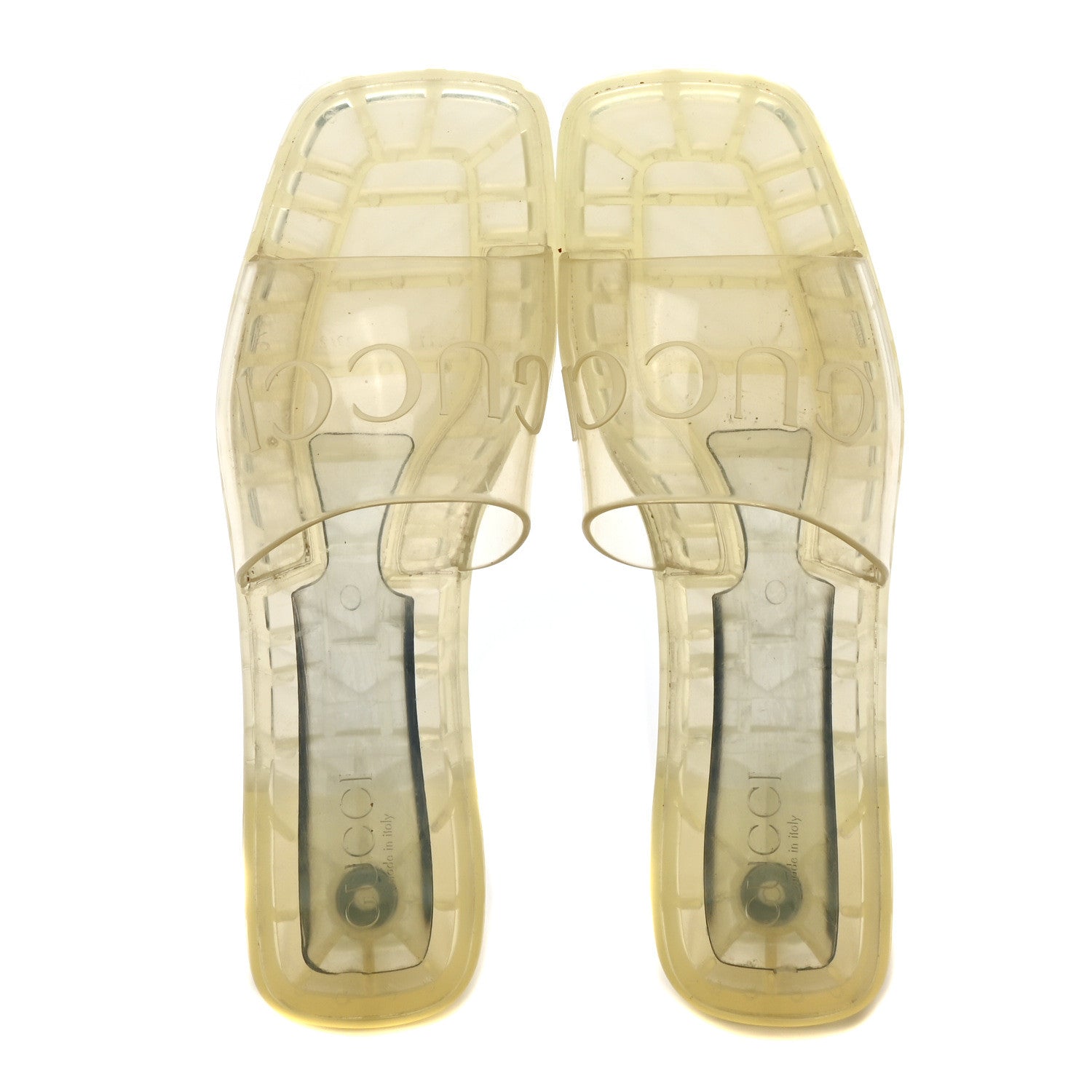 Gucci Rubber Gucci Logo Womens Platform 20/60mm Slide Sandals 39 Transparent