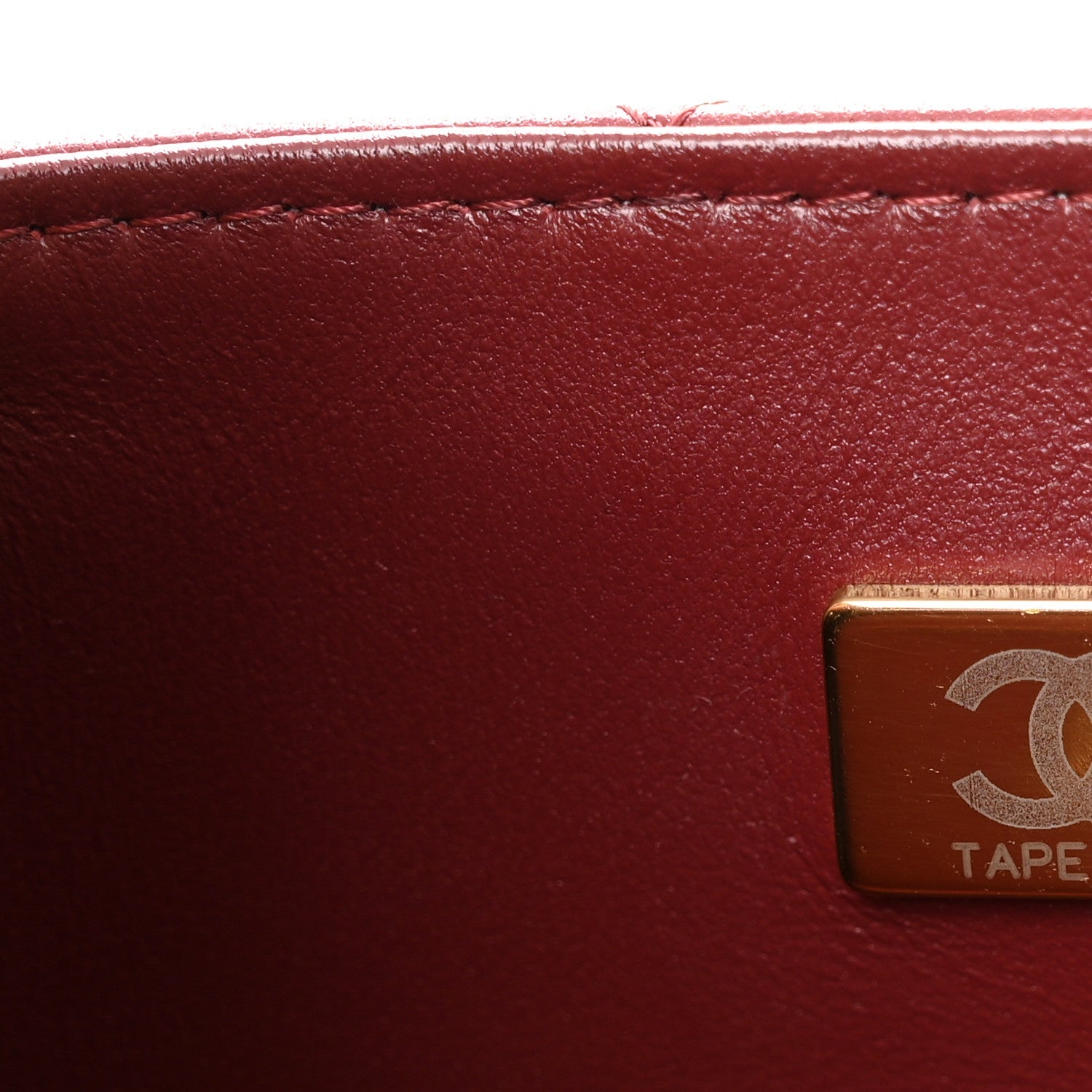 Chanel Lambskin Quilted Mini Top Handle Rectangular Flap Burgundy
