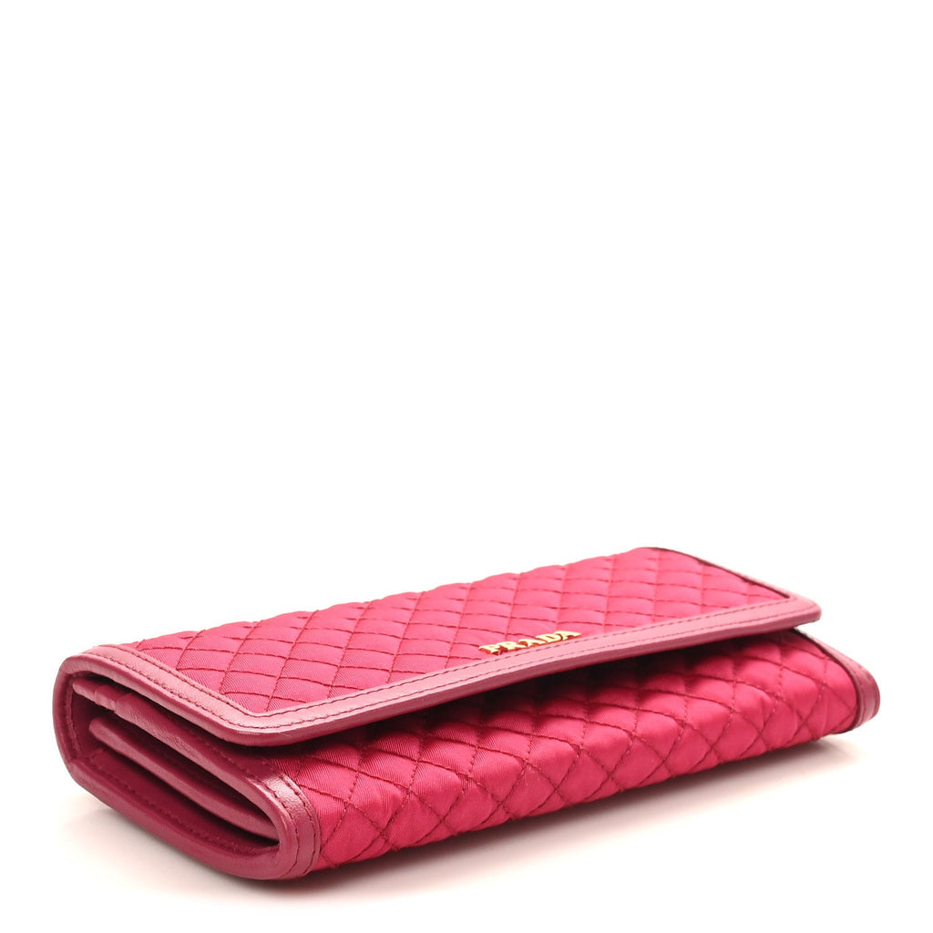 Prada Tessuto Nylon Quilted Continental Flap Wallet Ibisco