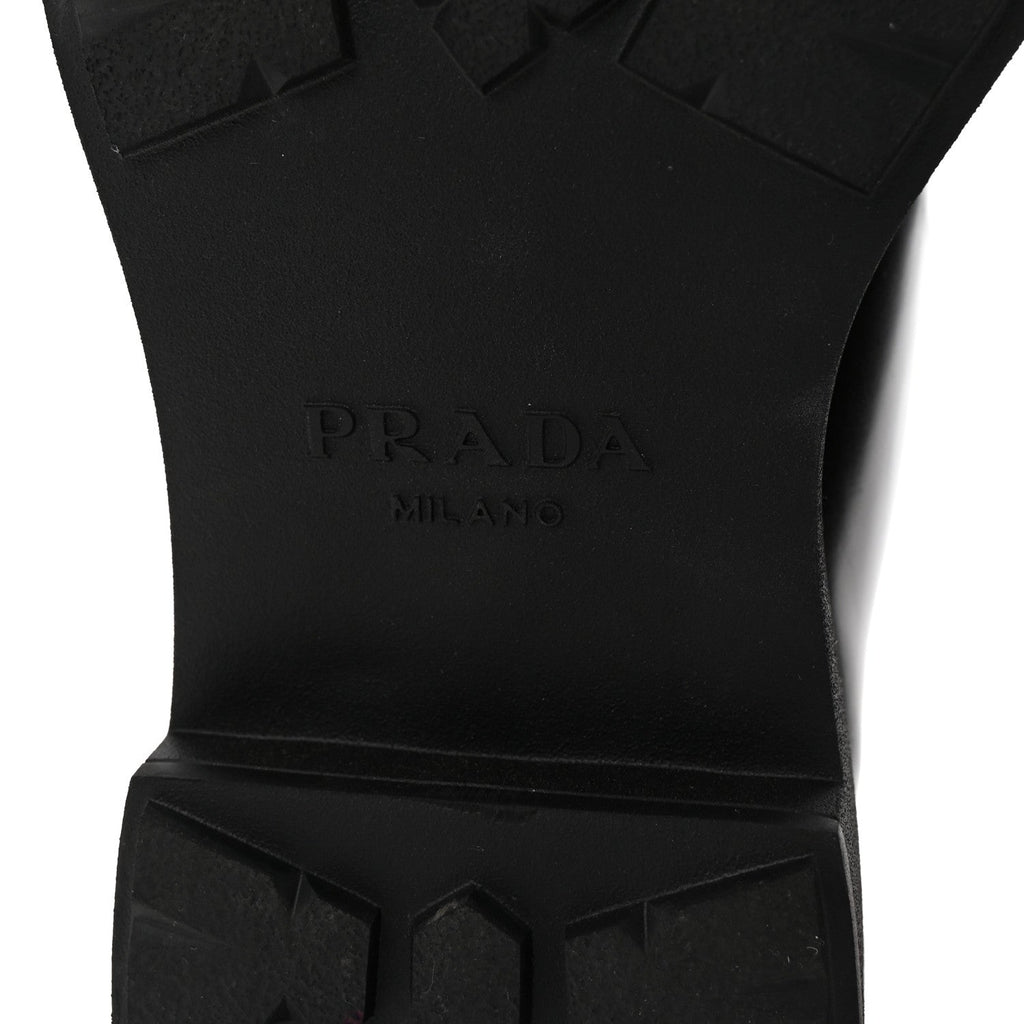 Prada Spazzolato Rois Monolith 55mm Derby Loafers 8 Dark Brown Black