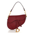 Christian Dior Grained Calfskin Saddle Bag Red