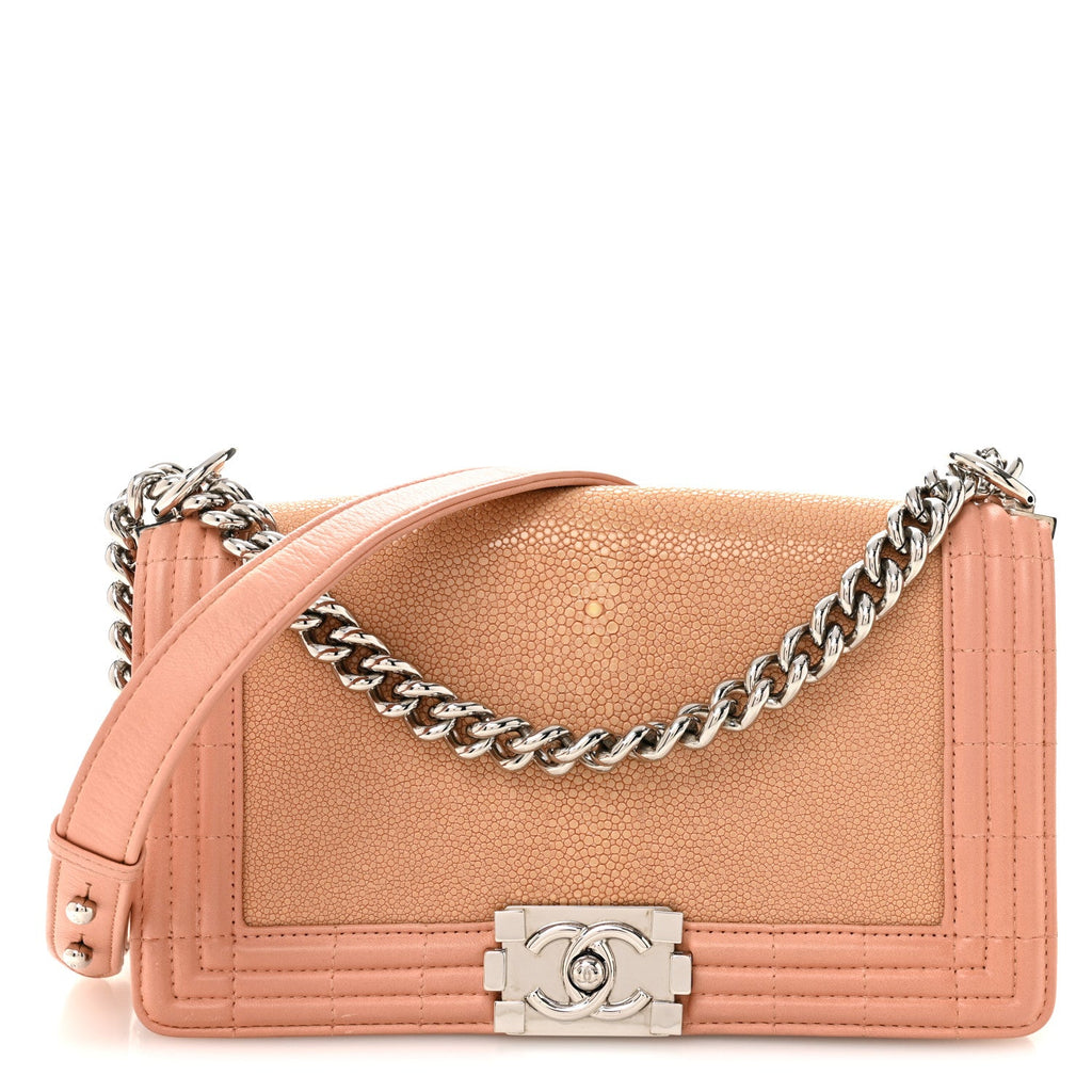 Chanel Galuchat Stingray Medium Boy Flap Pink