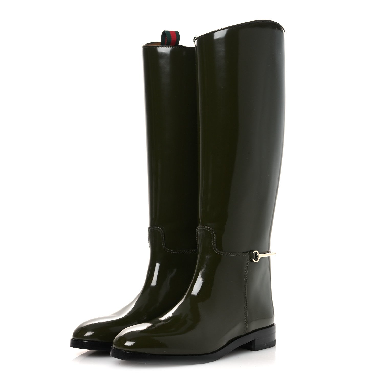 Gucci Brushed Calfskin Michelangelo Slim Horsebit Riding Boots 39 Luscious Green