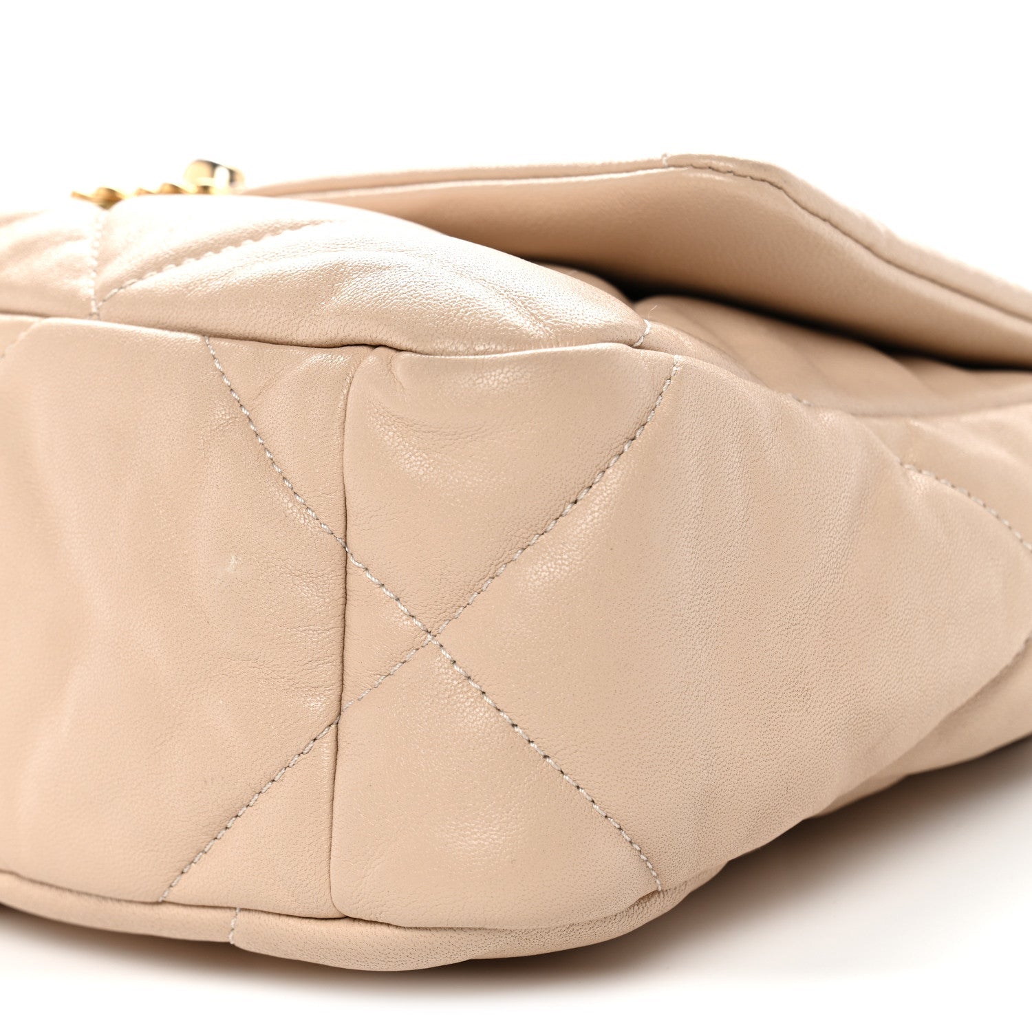 Chanel Lambskin Quilted Medium Chanel 19 Flap Beige