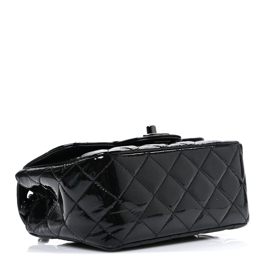 Chanel Patent Calfskin Quilted Mini Square Flap So Black