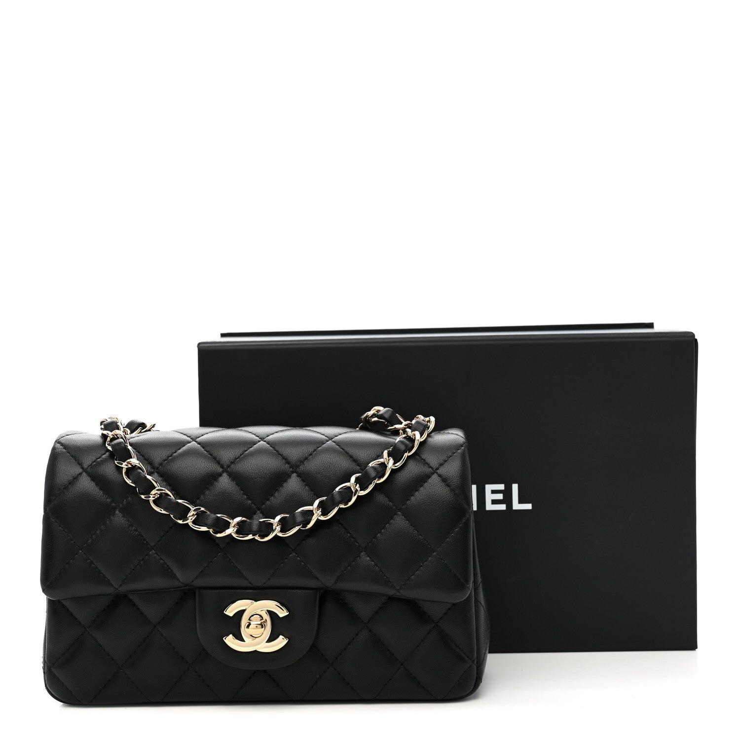 Chanel Lambskin Quilted Mini Rectangular Flap Black