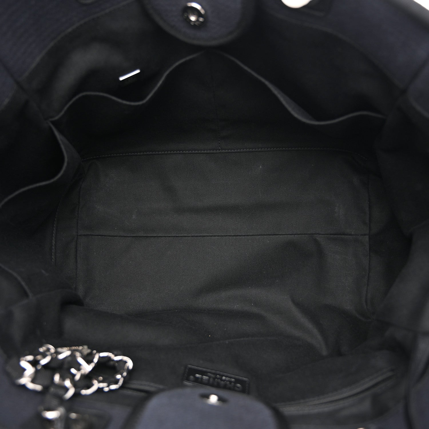 Chanel Mixed Fibers Calfskin Medium Deauville Tote Navy Blue