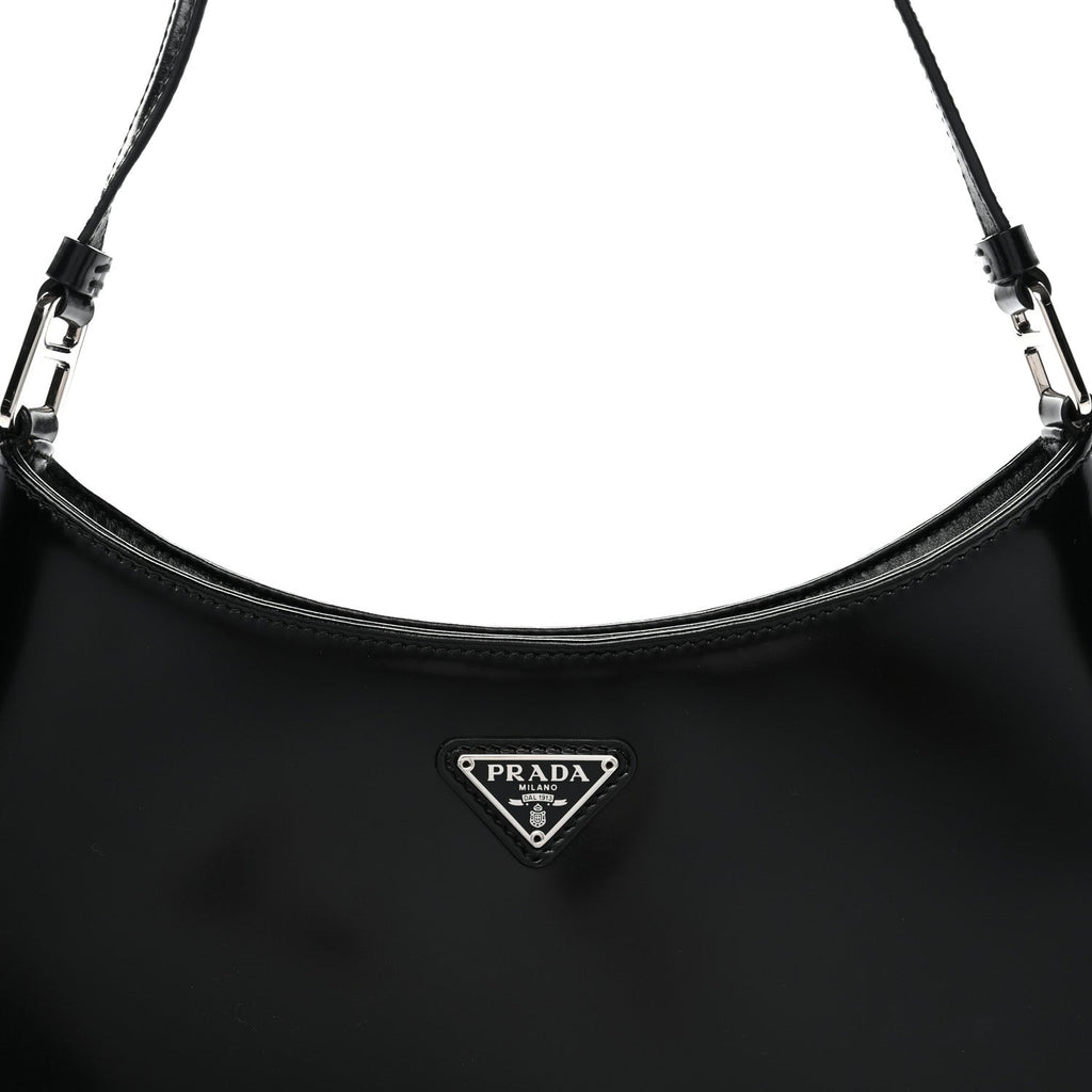 Prada Spazzolato Cleo Shoulder Bag Black