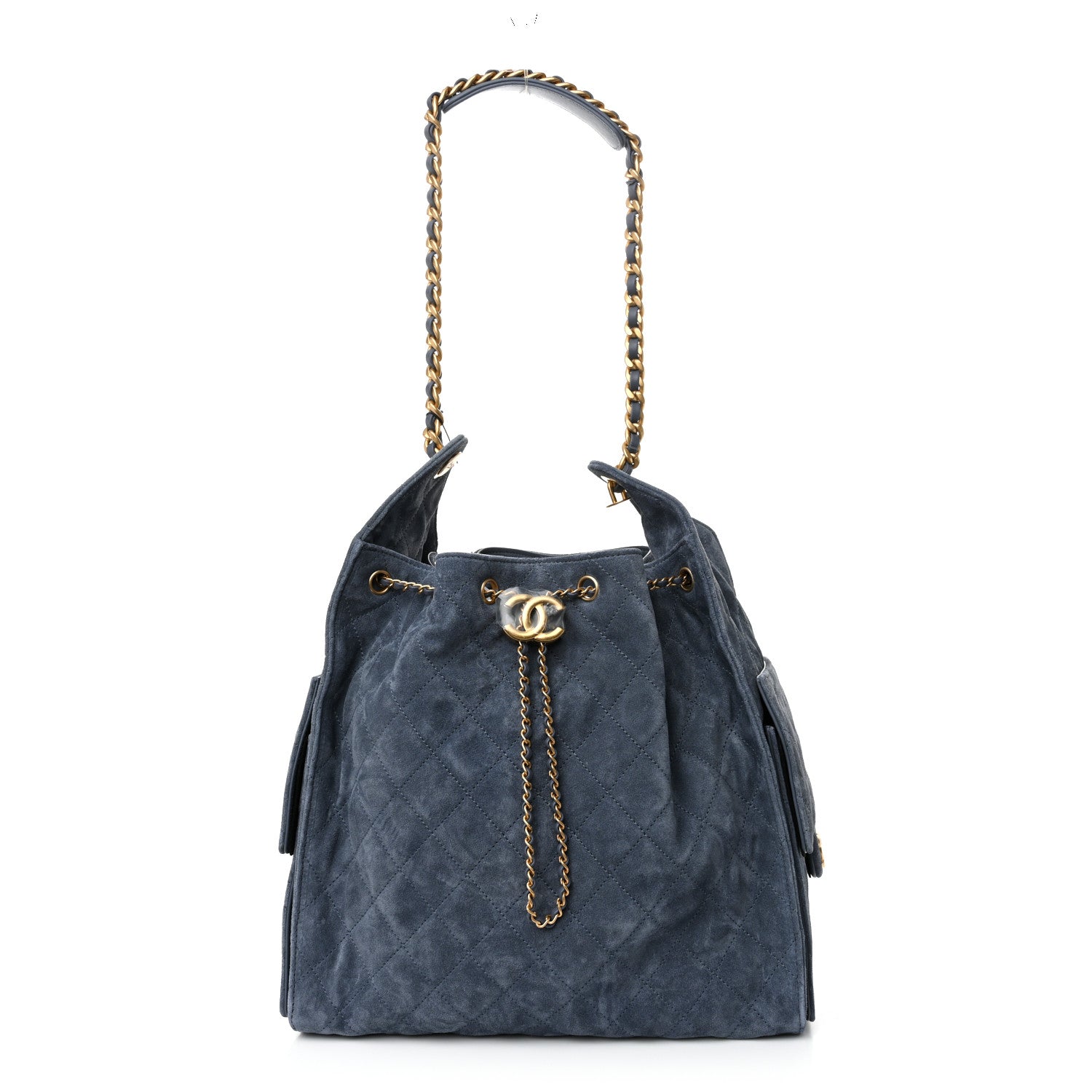 Chanel Suede Quilted Medium Chanel 25 Handbag Blue