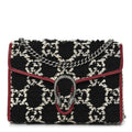 Gucci Tweed GG Monogram Mini Dionysus Chain Wallet Black White Romantic Cherry