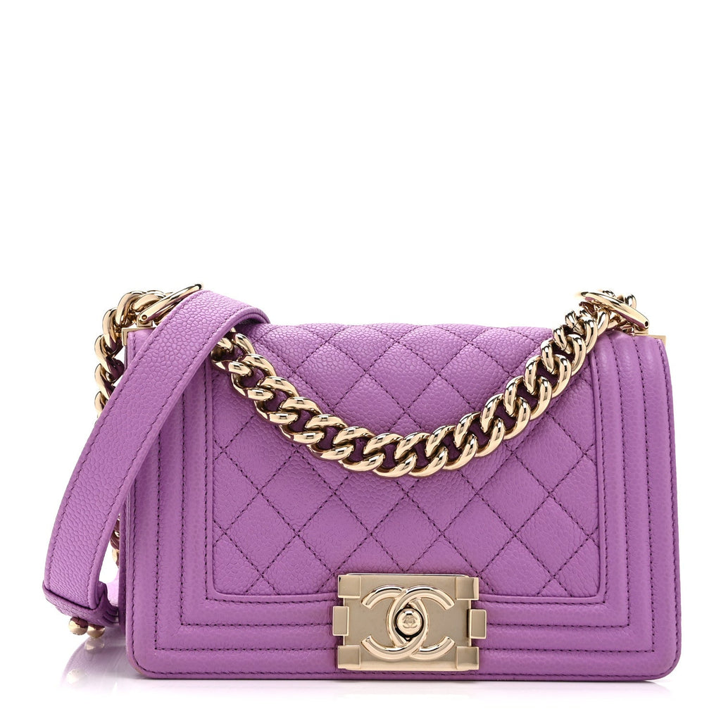 Chanel Caviar Quilted Small Boy Flap Purple