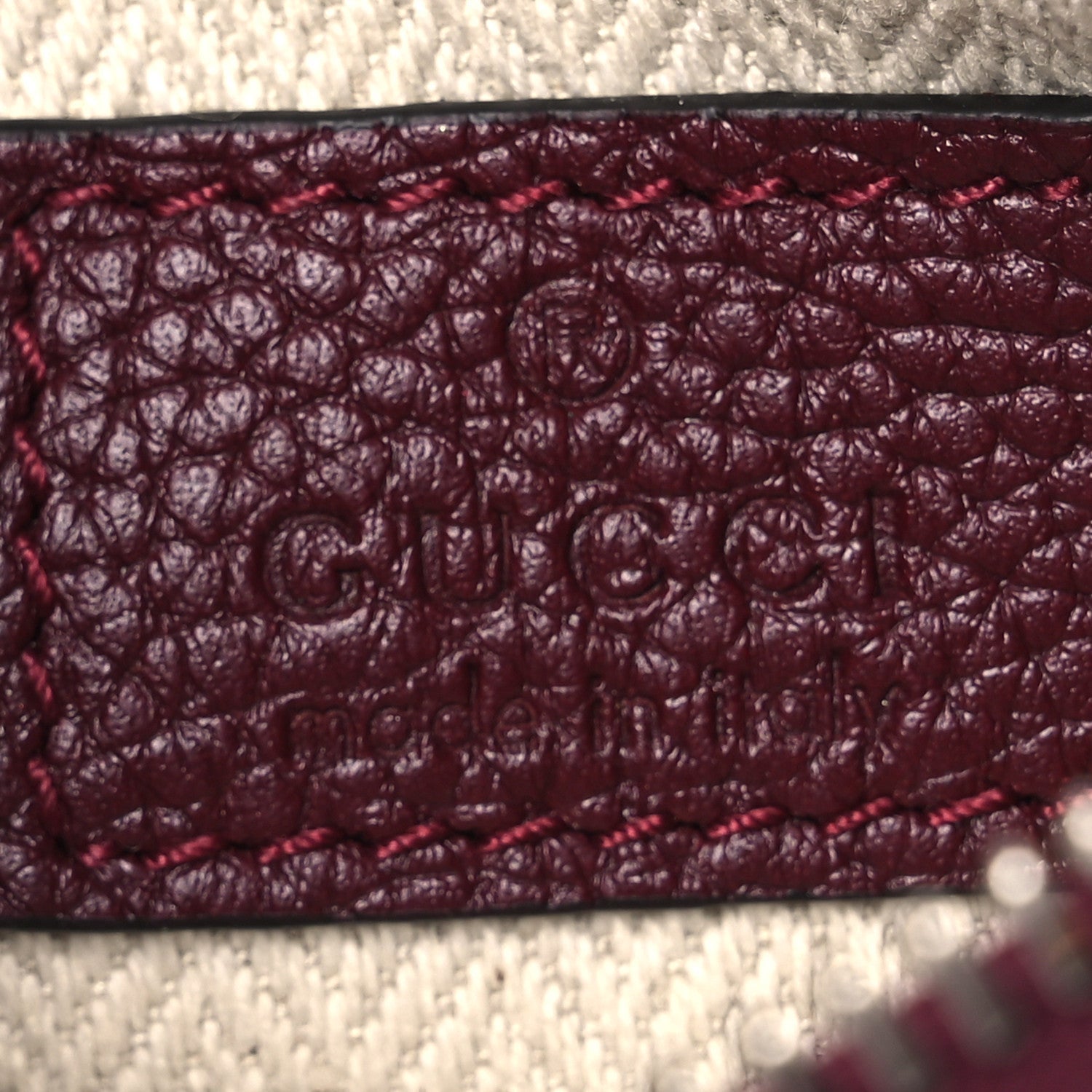 Gucci Pebbled Calfskin Mini B Shoulder Bag Red