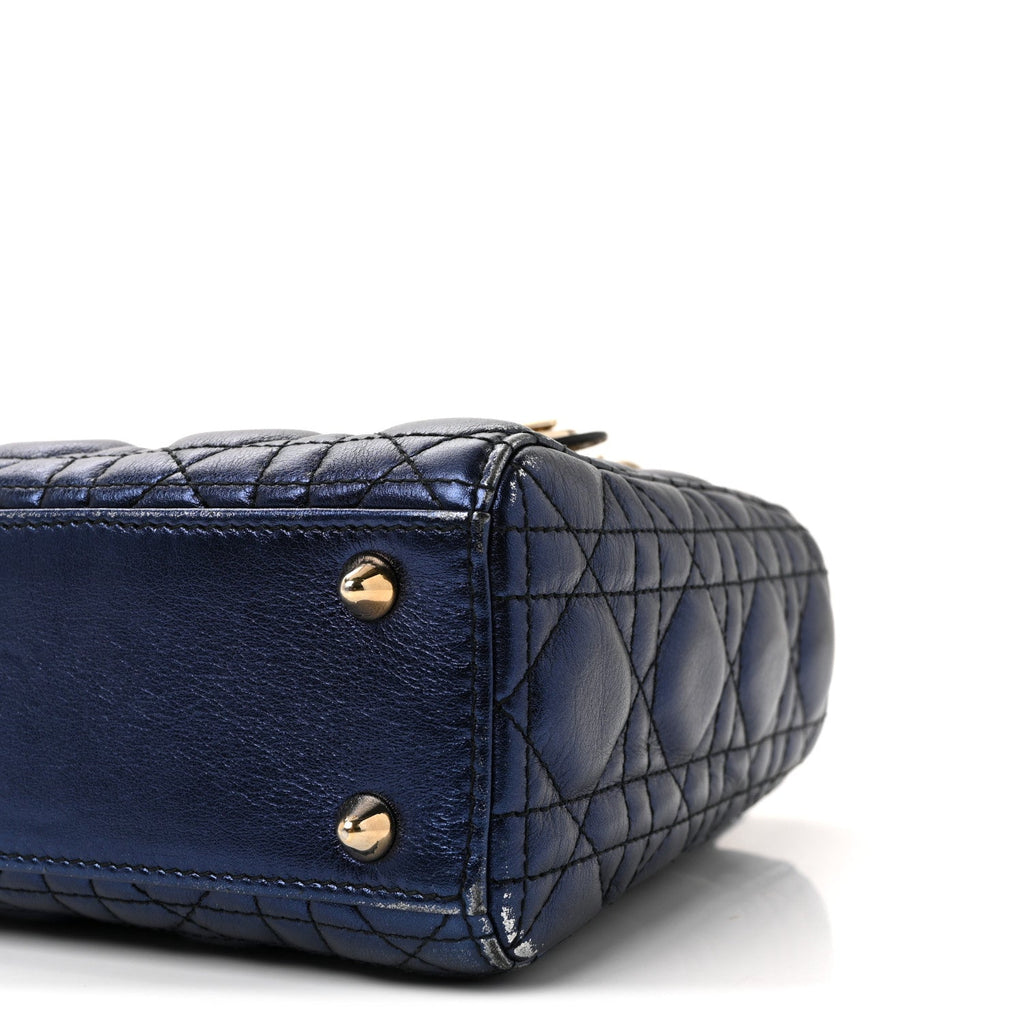 Christian Dior Metallic Lambskin Cannage Small My ABCDior Lady Dior Blue