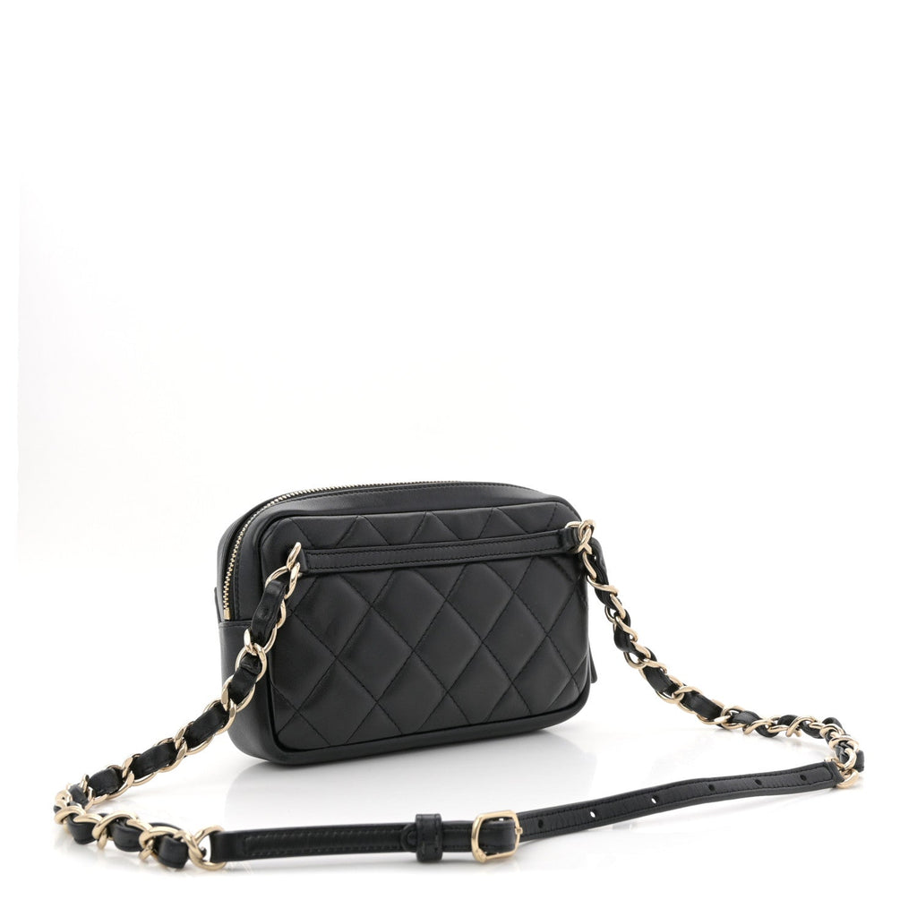 Chanel Lambskin Quilted Waist Bag Black