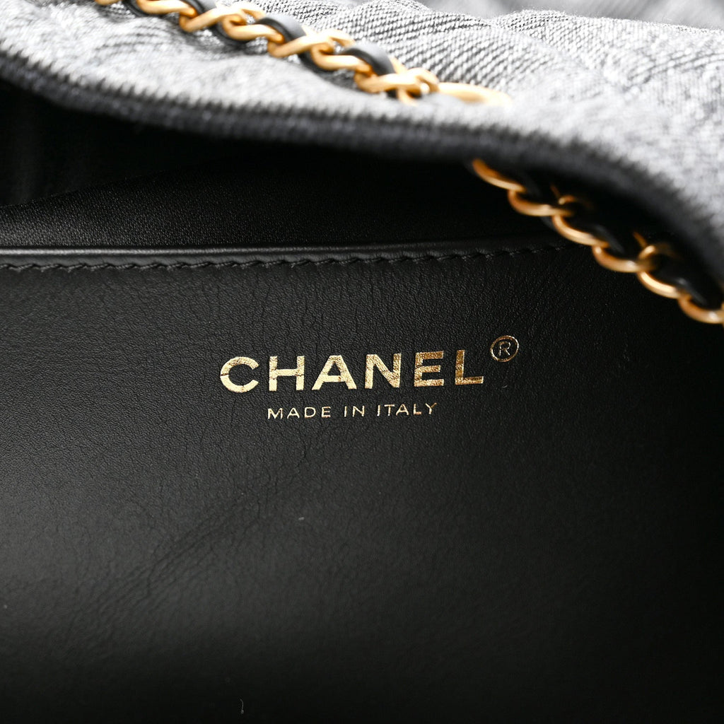 Chanel Washed Denim Quilted Large Chanel 25 Handbag Black