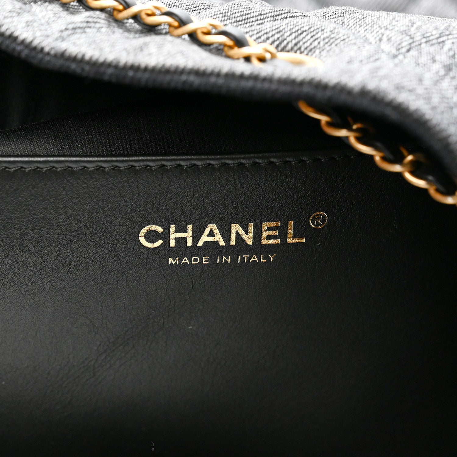 Chanel Washed Denim Quilted Large Chanel 25 Handbag Black
