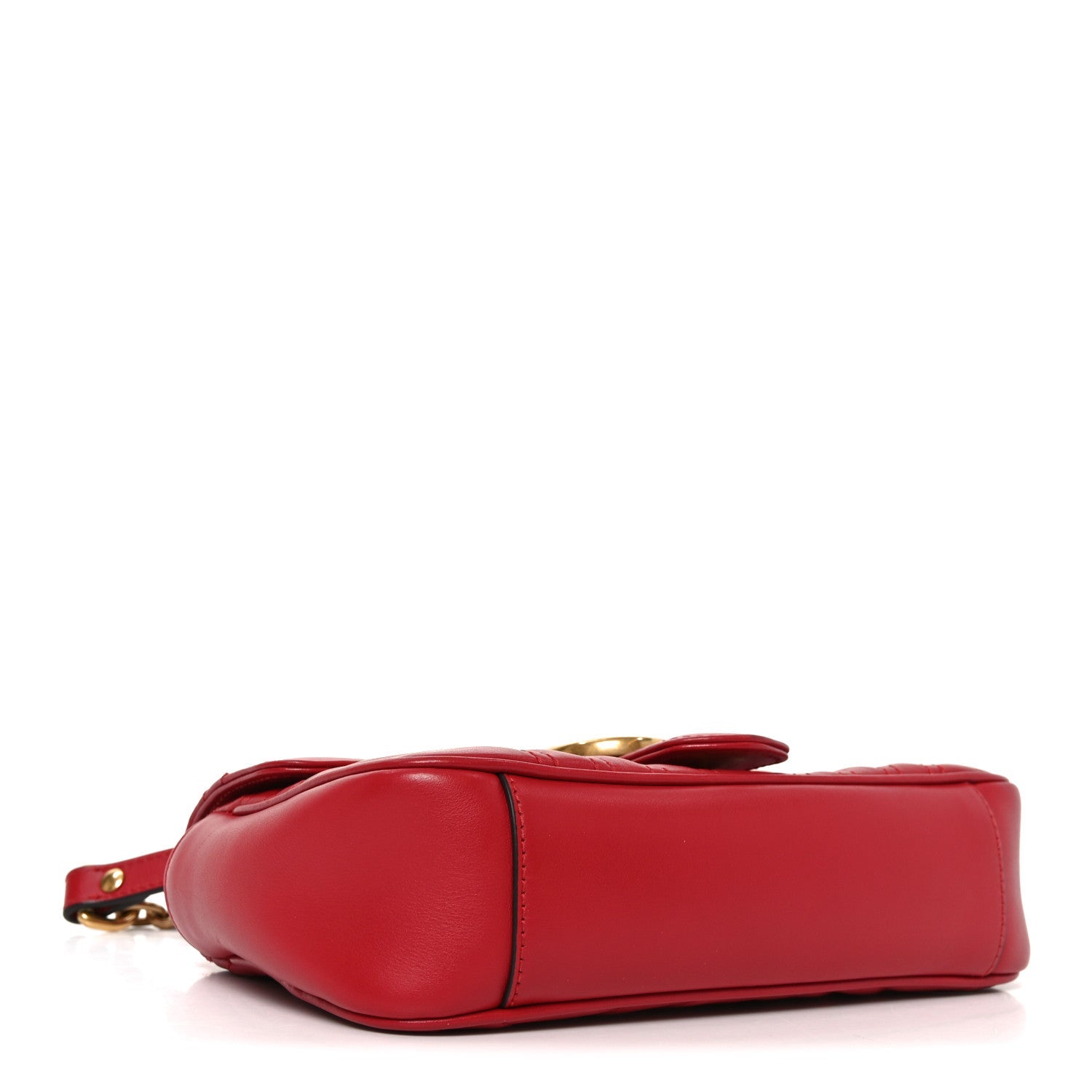 Gucci Calfskin Matelasse Small GG Marmont Shoulder Bag Hibiscus Red