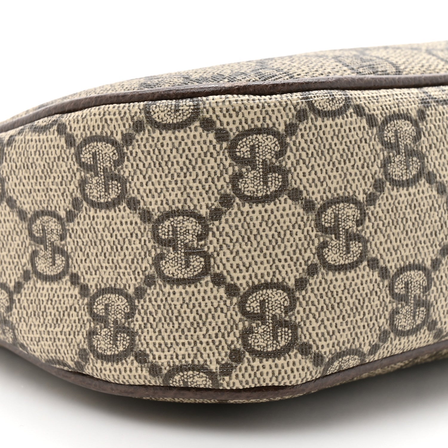 Gucci GG Supreme Monogram Textured Dollar Calfskin Web Small Ophidia GG Handbag Beige Ebony New Acero