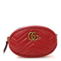 Gucci Calfskin Matelasse GG Marmont Belt Bag 85 34 Hibiscus Red