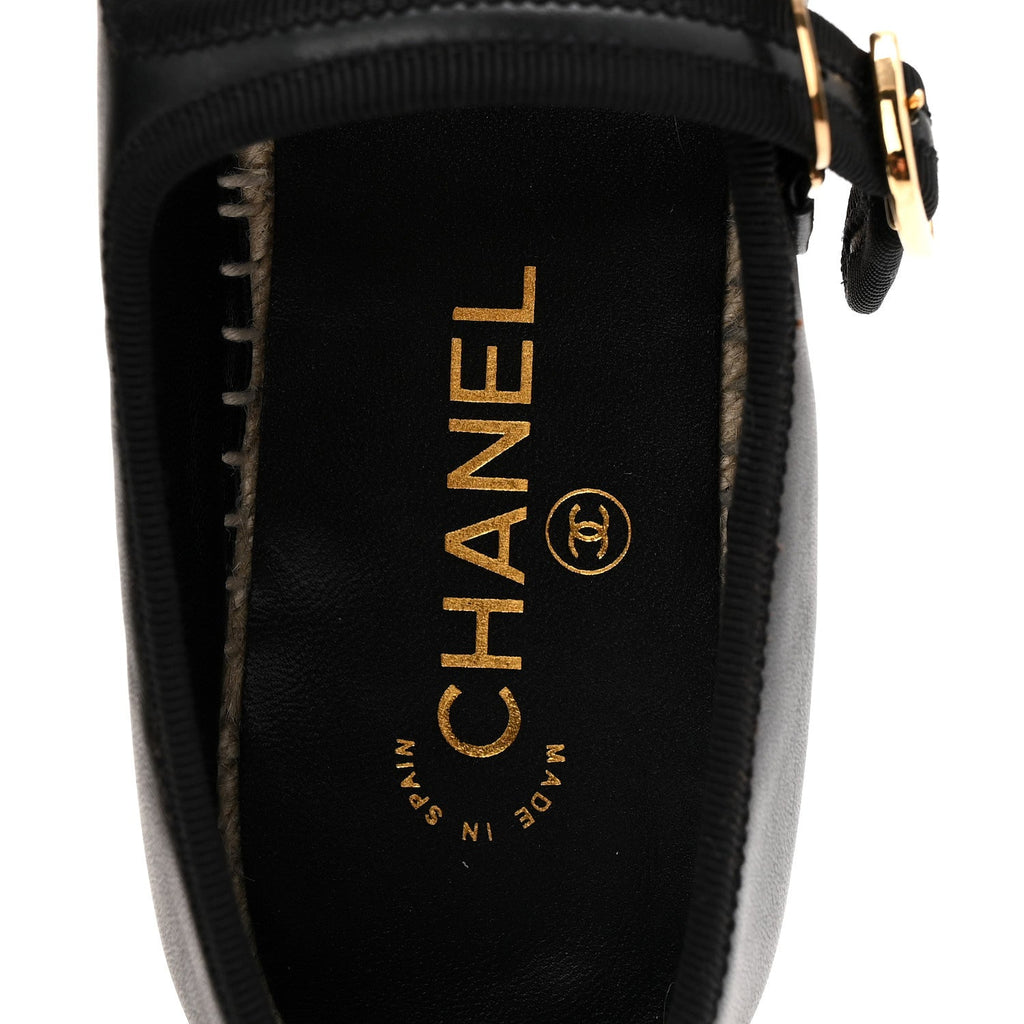 Lambskin Jute Mary Jane Flats 40 Black