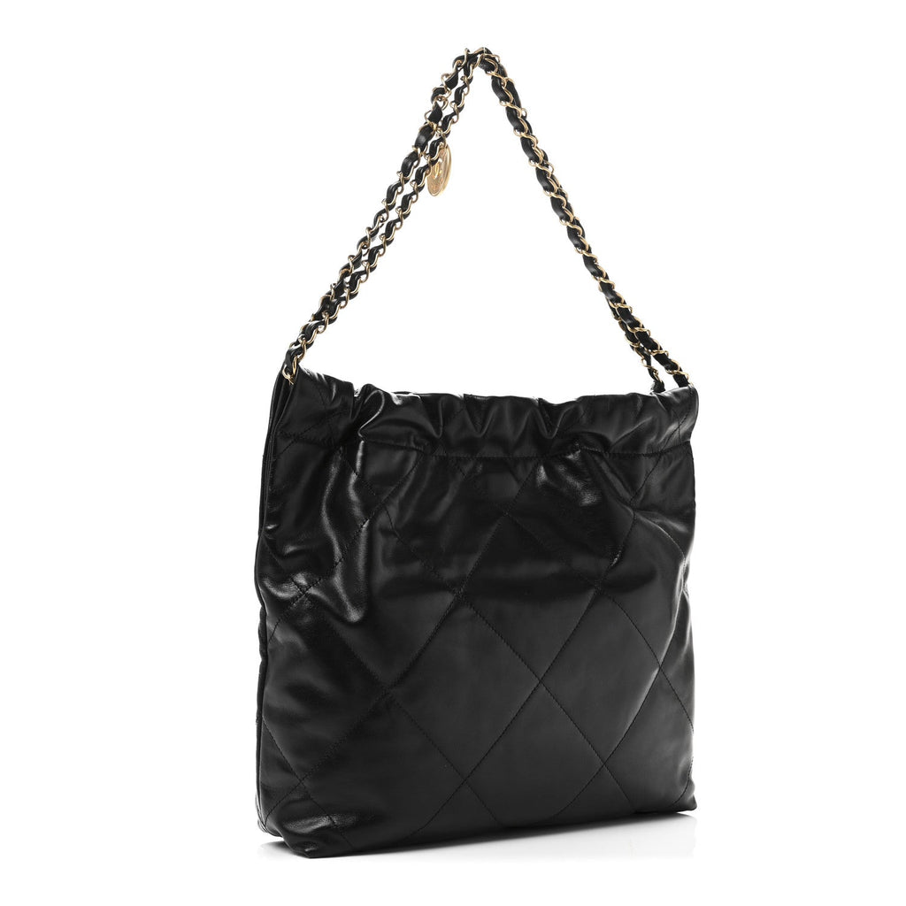 Chanel Shiny Calfskin Quilted Small Chanel 22 Black