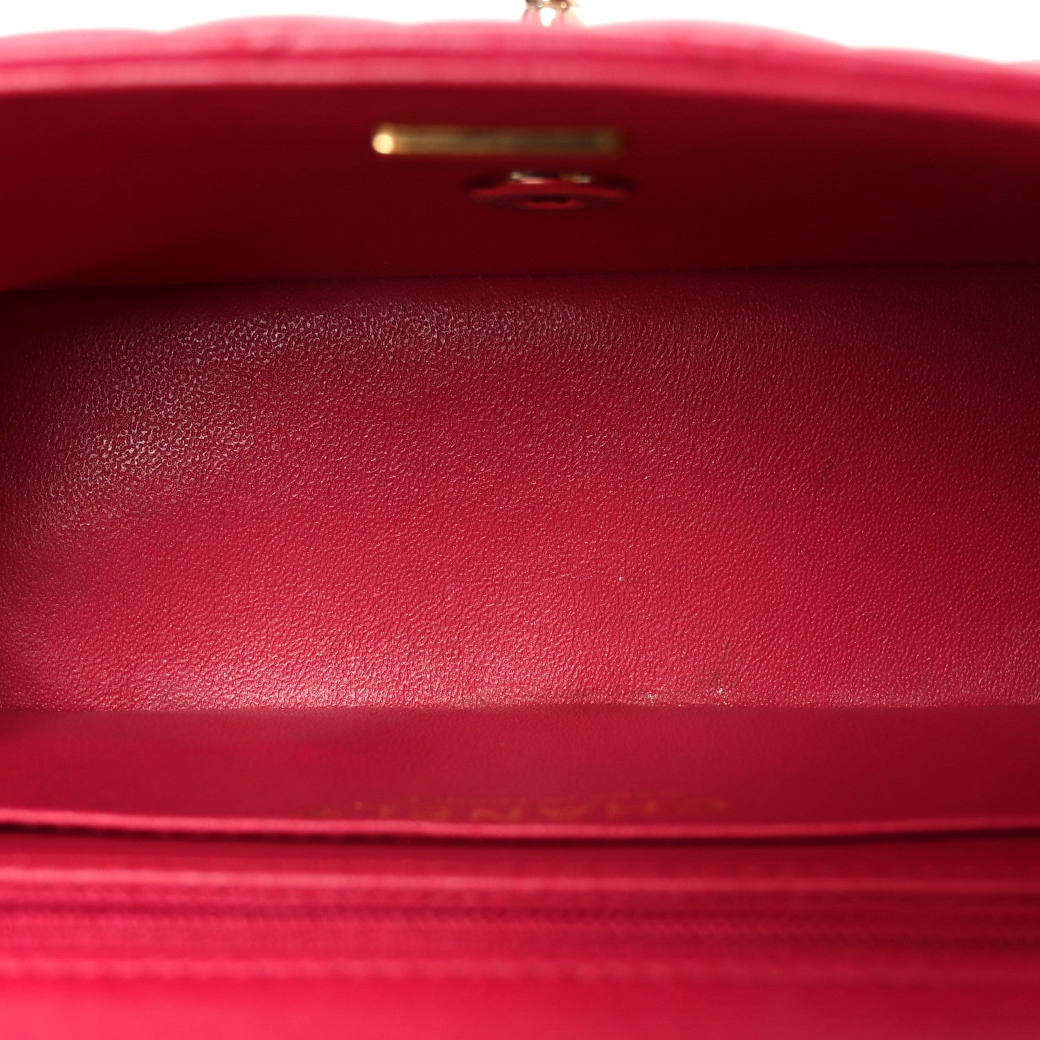 Chanel Lambskin Quilted Mini Top Handle Rectangular Flap Dark Pink