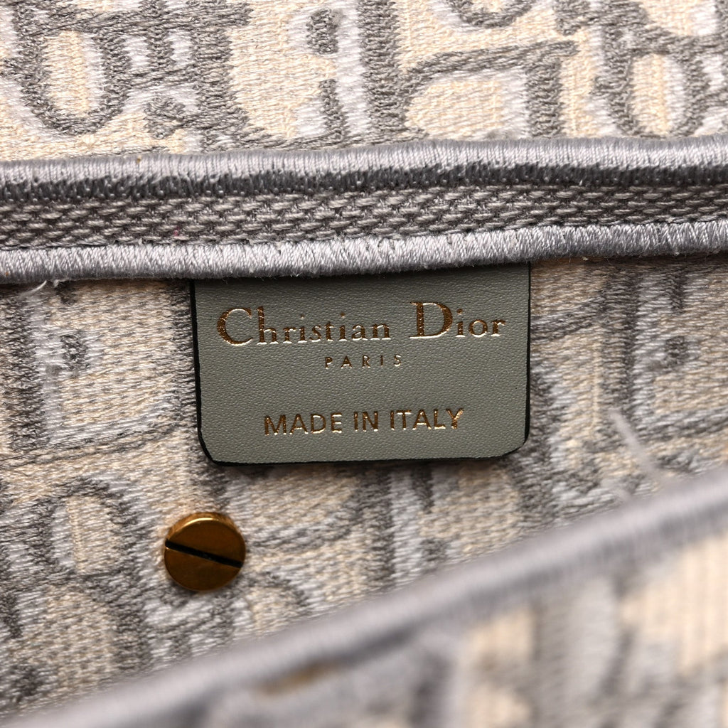 Christian Dior Oblique Embroidered Saddle Bag Gray