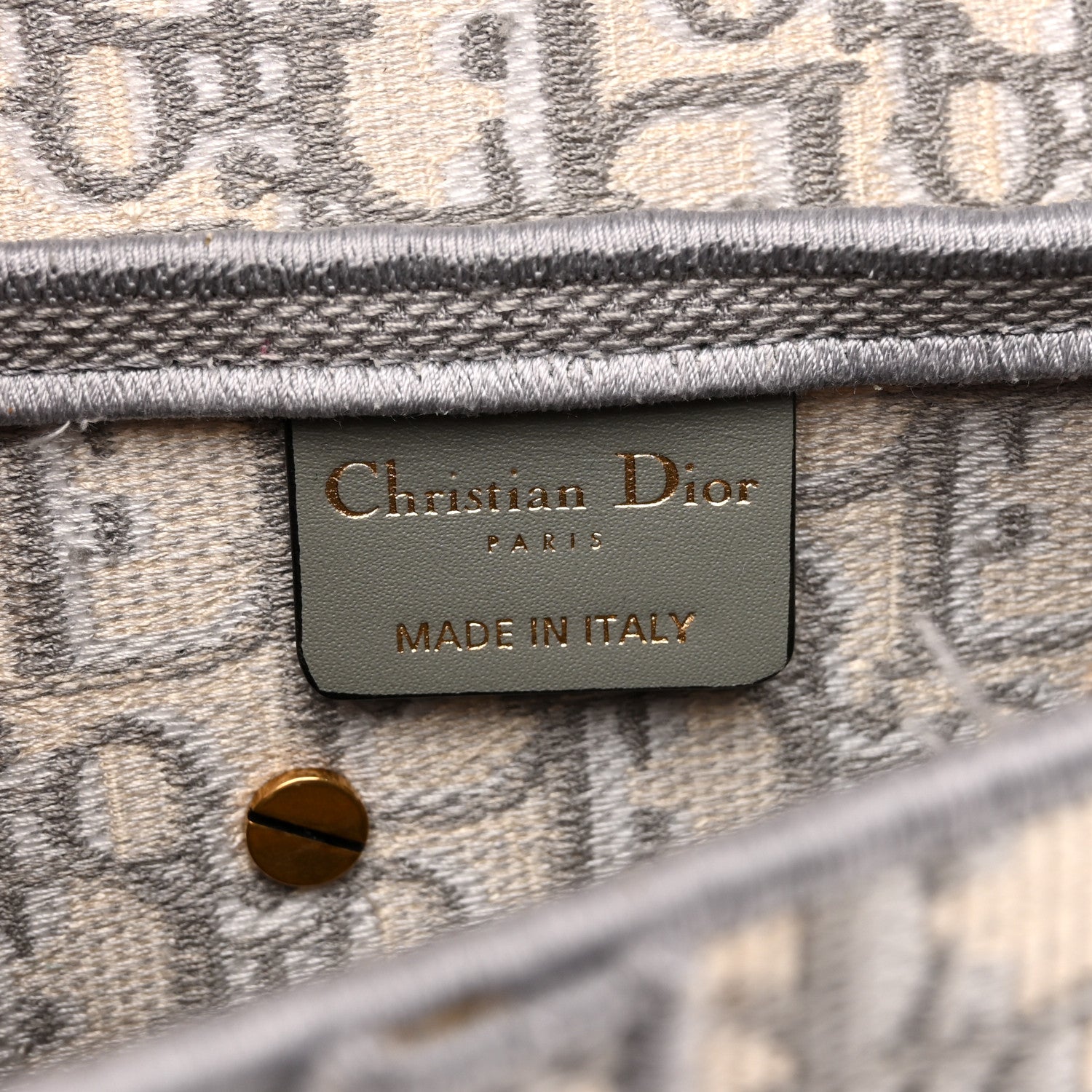 Christian Dior Oblique Embroidered Saddle Bag Gray