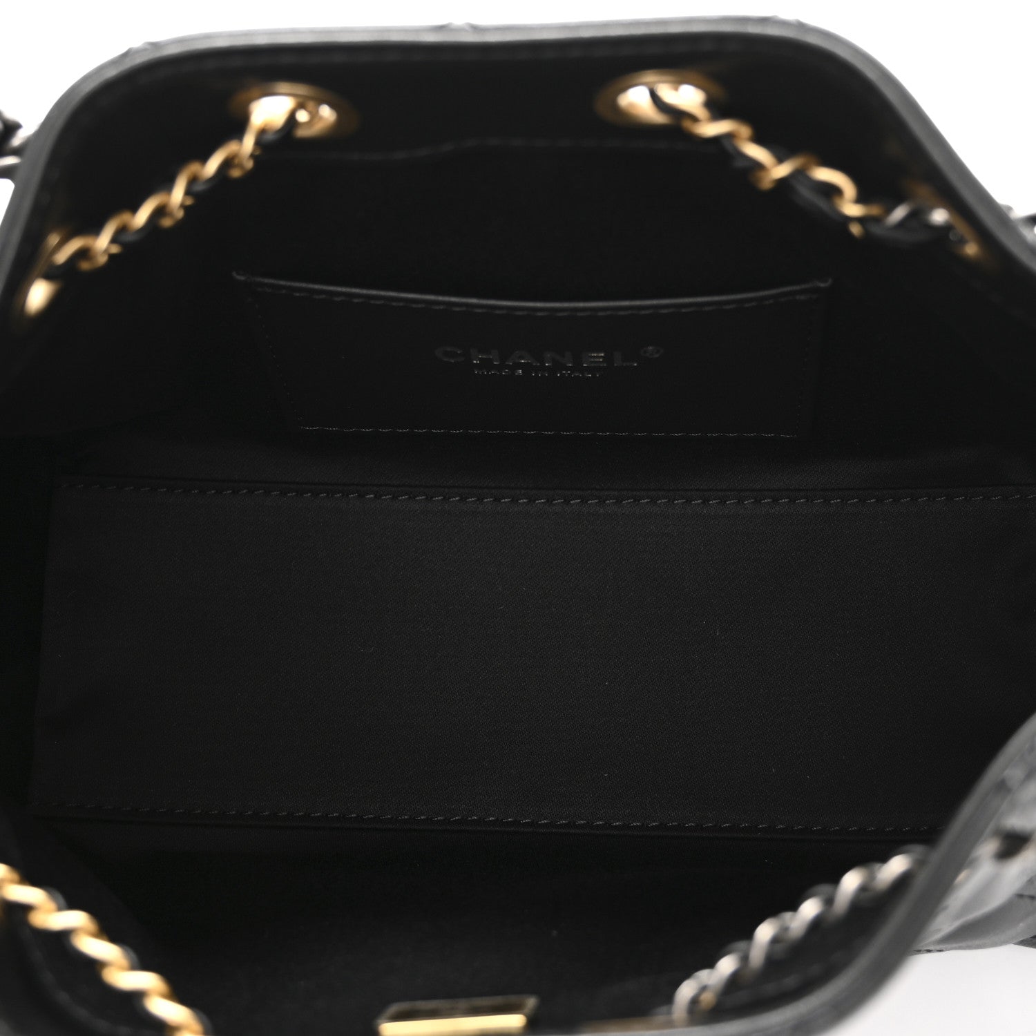 Chanel Shiny Crumpled Quilted Mini Chanel 25 Handbag Black