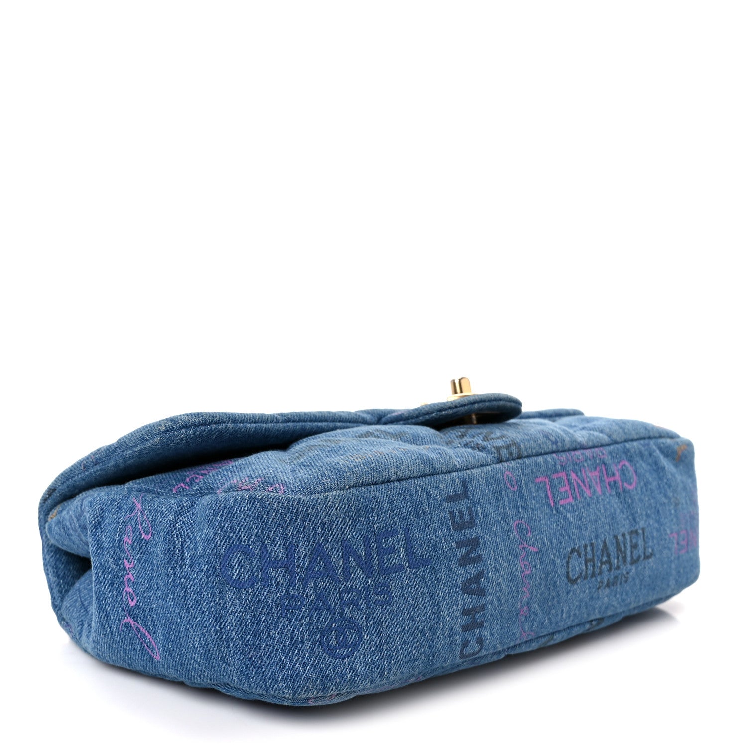 Chanel Denim Quilted Denim Large Mood Flap Blue Multicolor