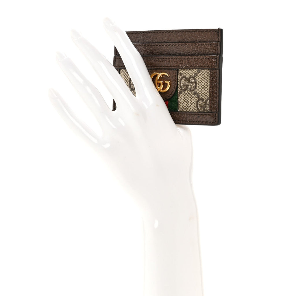 Gucci GG Supreme Monogram Ophidia Card Holder Brown