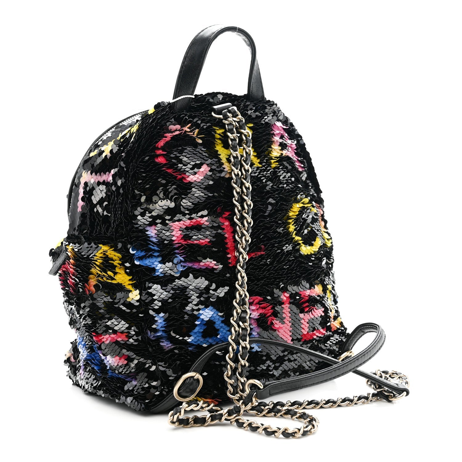 Chanel Sequin Lambskin CC Backpack Black Red Blue Yellow
