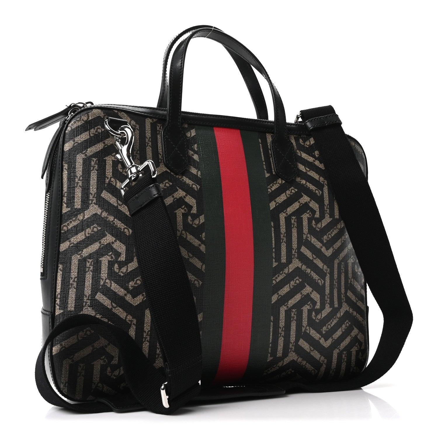 Gucci GG Supreme Monogram Caleido Web Briefcase Black