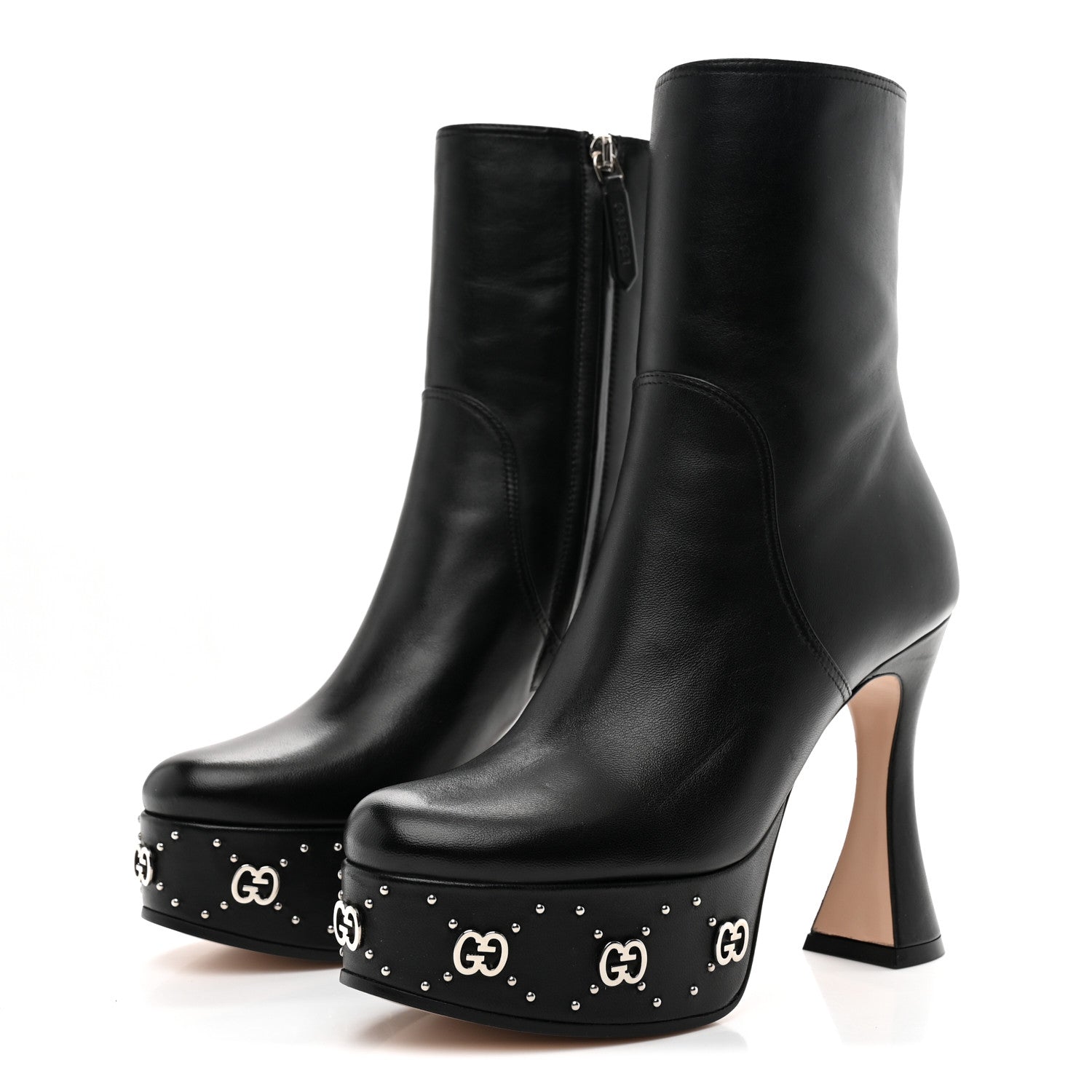 Gucci Nappa Platform Charlotte Ankle Boots 36 Black