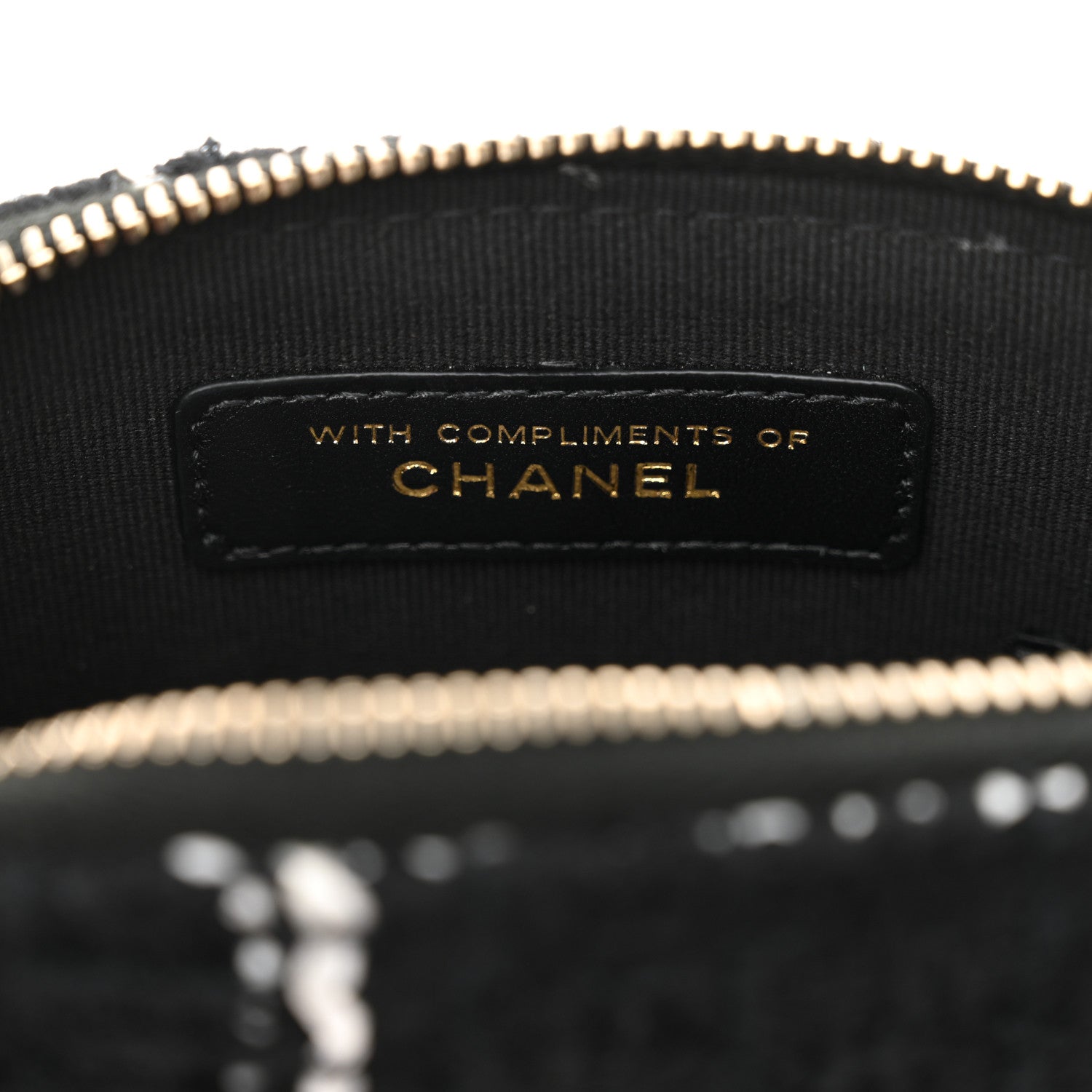Chanel Tweed Quilted Mini Clutch With Chain Black White