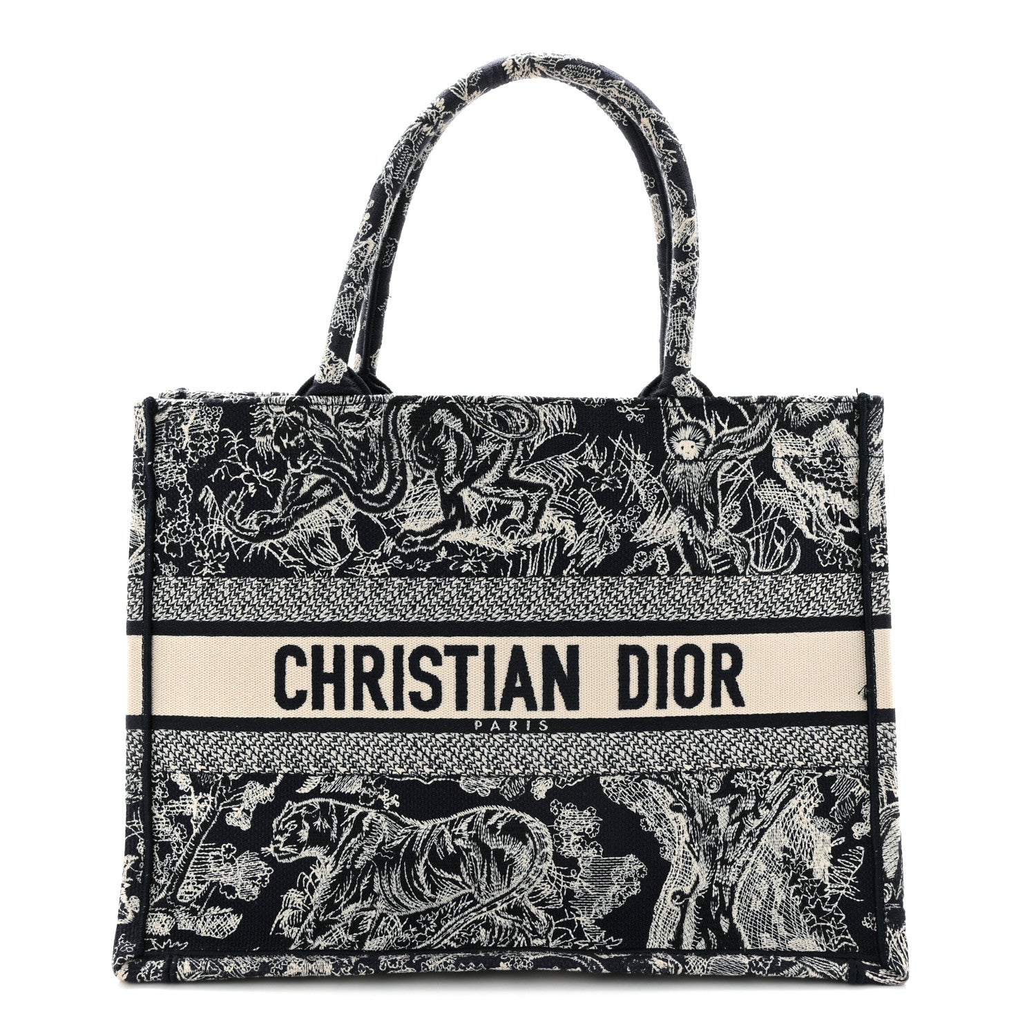 Christian Dior Canvas Embroidered Medium Dioriviera Toile De Jouy Book Tote Blue